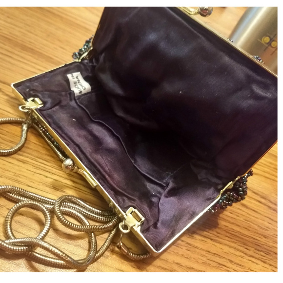 Vtg 80's Beaded Clutch Handbag - Picture 3 of 4